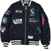 Seattle Mariners Richard Sherman Navy Blue Bomber Jacket