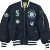 Seattle Mariners Satin Ma 1 Bomber Jacket