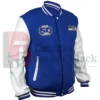 Seattle Seahawks 50th Season Leather Sleeves Blue Varsity Jacket