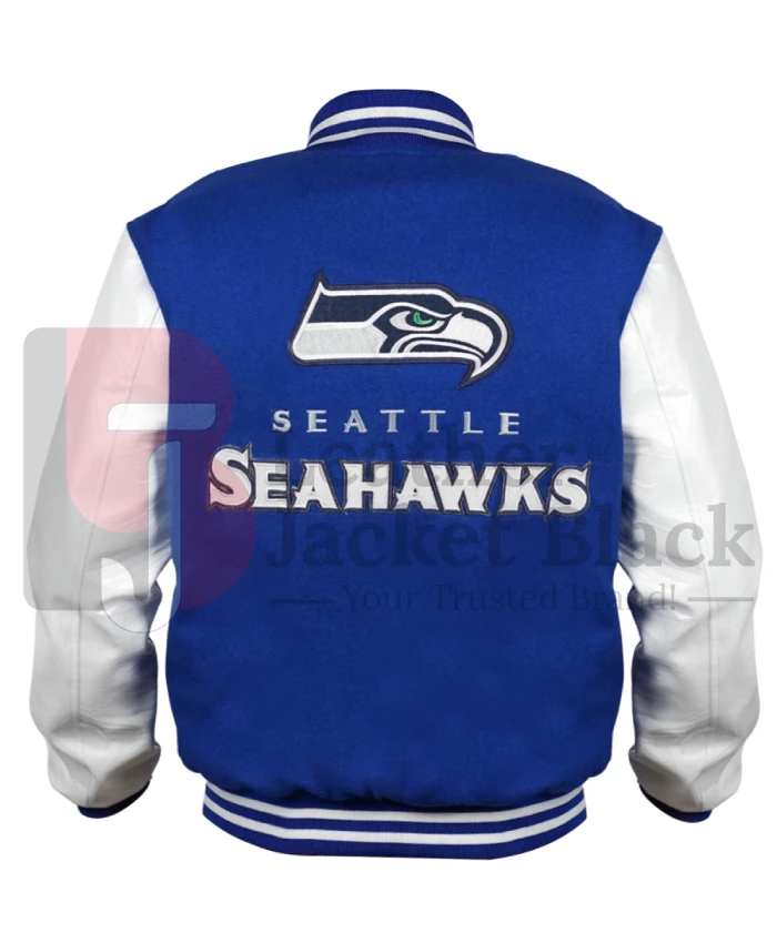 Seattle Seahawks 50th Season Varsity Jacket White Sleeves