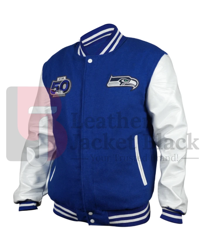 Seattle Seahawks 50th Season Wool Blue Varsity Jacket