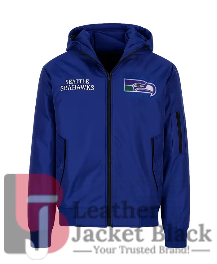 Seattle Seahawks Hooded Bomber Blue Jacket