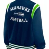 Seattle Seahawks Lightweight Navy Varsity Satin Jacket