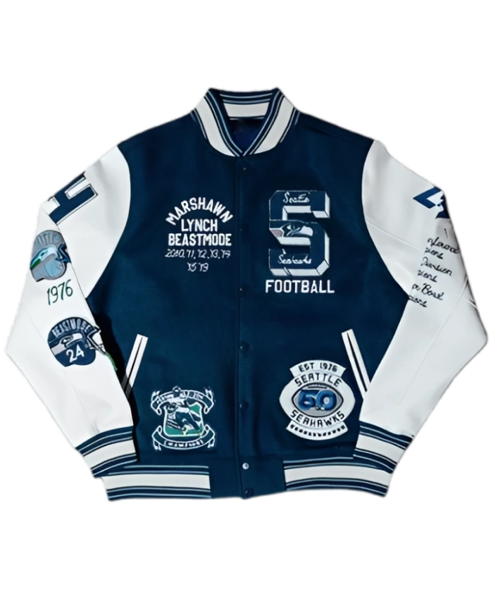 Seattle Seahawks Marshawn Lynch Beastmode NFL Super Bowl LX 2026 Santa Clara Wool Varsity Jacket