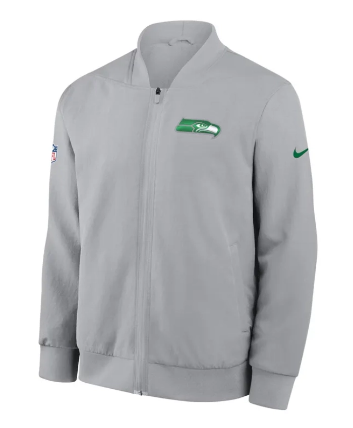 Seattle Seahawks Sideline Full Zip Gray Bomber Jacket