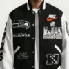 Seattle Seahawks X Nike Super Bowl Champions Destroyer Black And White Varsity Jacket