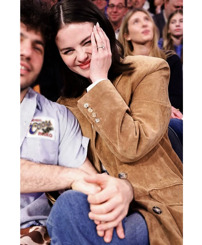 Selena Gomez New York Knicks Brown Coat