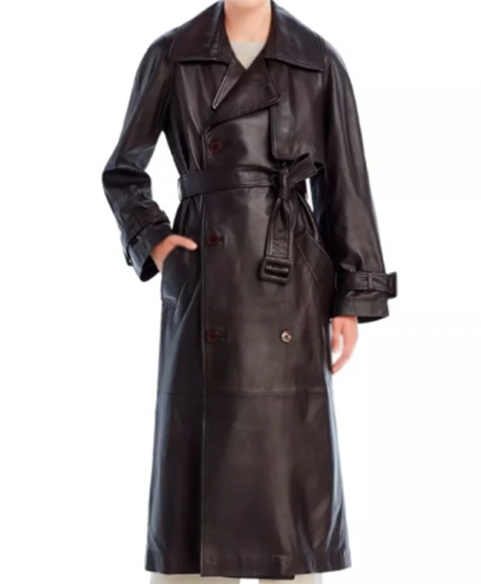 Selena Gomez Only Murders In The Building S5 Leather Black Trench Coat