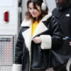 Selena Gomez Only Murders In The Building Mabel Mora Black And White Shearling Leather Jacket