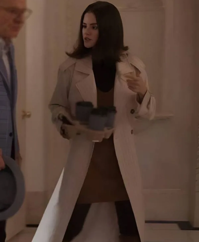 Selena Gomez Only Murders In The Building S5 Mabel Mora Pinstripe Trench Coat In Sale