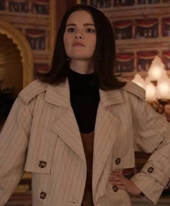 Selena Gomez Only Murders In The Building S5 Mabel Mora Pinstripe Trench Coat