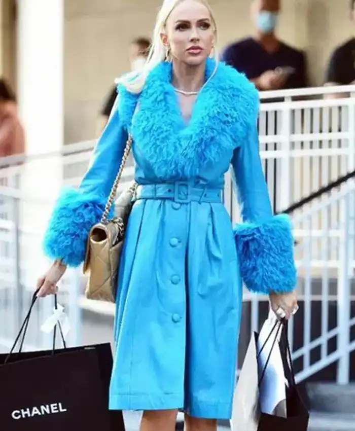 Selling Sunset Christine Quinn Blue Shearling Trench Coat