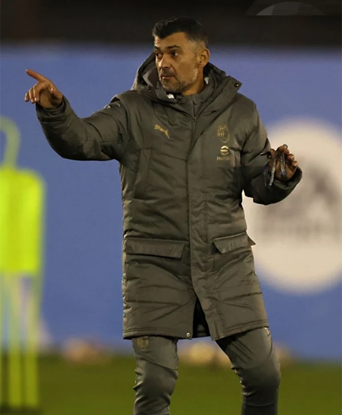 Sergio Conceicao AC Milan Training Grey Puffer Coat