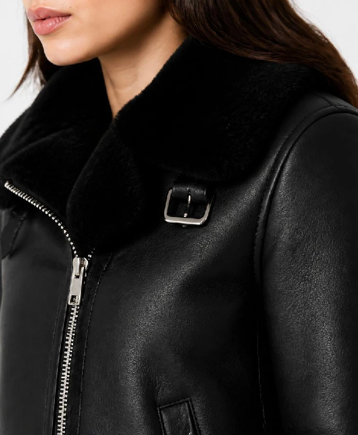 Serinda Swan Reacher S02 Black Leather Jacket Women