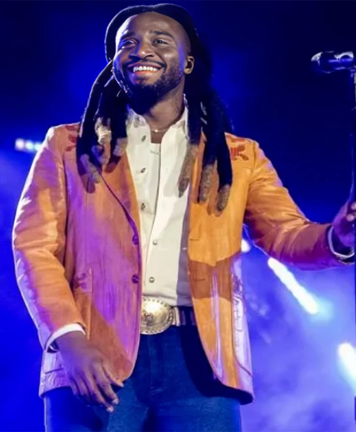 Shaboozey New Years Eve Live Nashvilles Big Bash Leather Coat