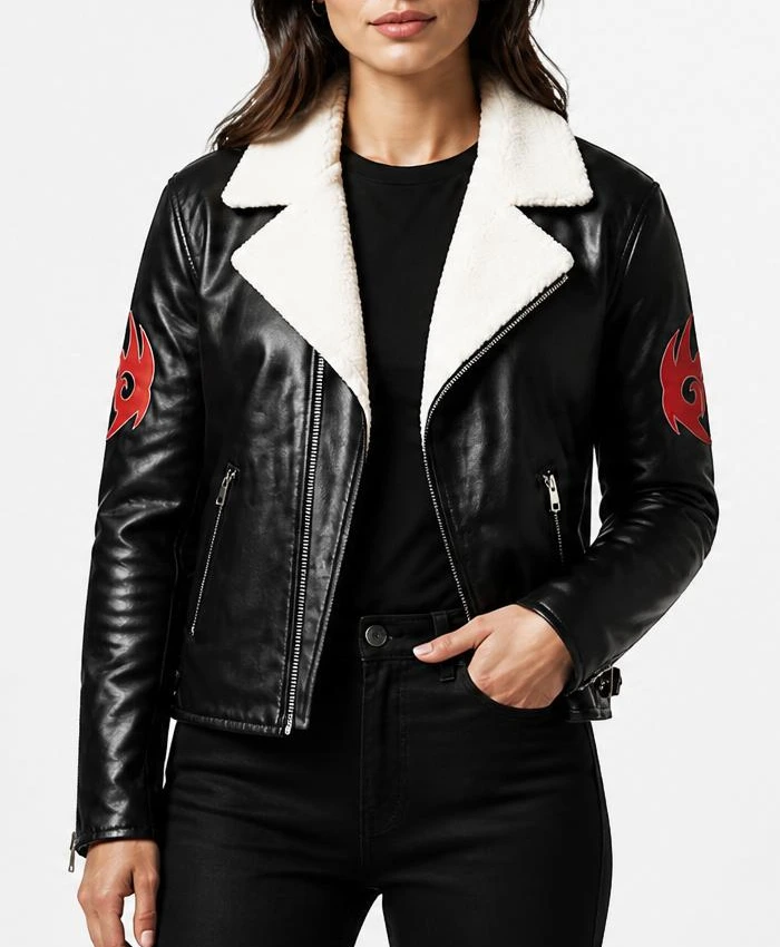 Shadow Hedgehog Fur Leather Jacket Womens