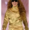 Shakira Zocalo 2026 Mexico City Golden Sequin Cropped Zip Up Jacket