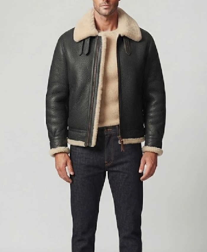 Shearling Deck Black Leather Jacket