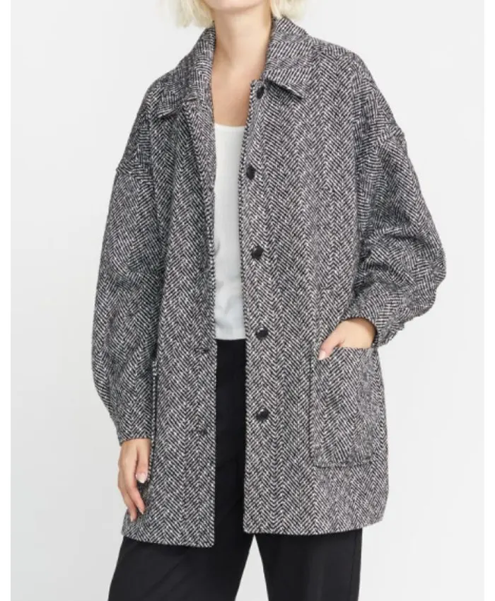 Shetland Season 10 Ashley Jensen Gray Herringbone Coat