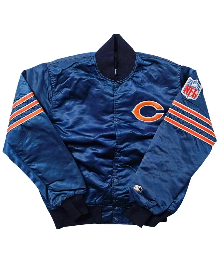 80s Chicago Bears Blue Satin Jacket