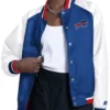 Shop Buffalo Bills Blitz Royal And White Full Snap Satin Varsity Jacket