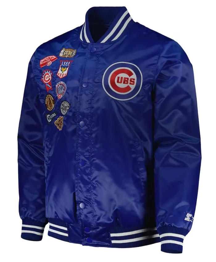 Shop Chicago Cubs Patch Royal Satin Jacket