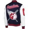 Shop Cleveland Guardians Mash Up Full Zip Varsity Wool Leather Jacket