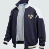 Shop David Beckham Blue And White Oversized Tracksuit Jacket