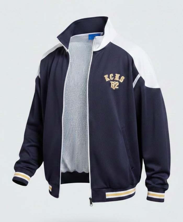 Shop David Beckham Blue And White Oversized Tracksuit Jacket