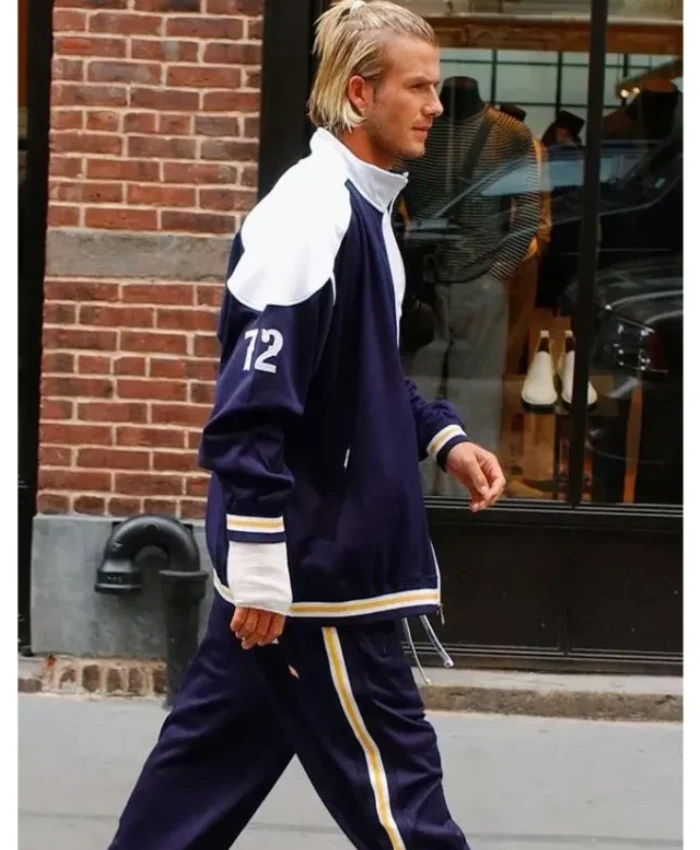 Shop David Beckham Blue And White Oversized Tracksuit