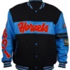 Shop Delaware State Ole Skool Blue And Black Letterman Jacket