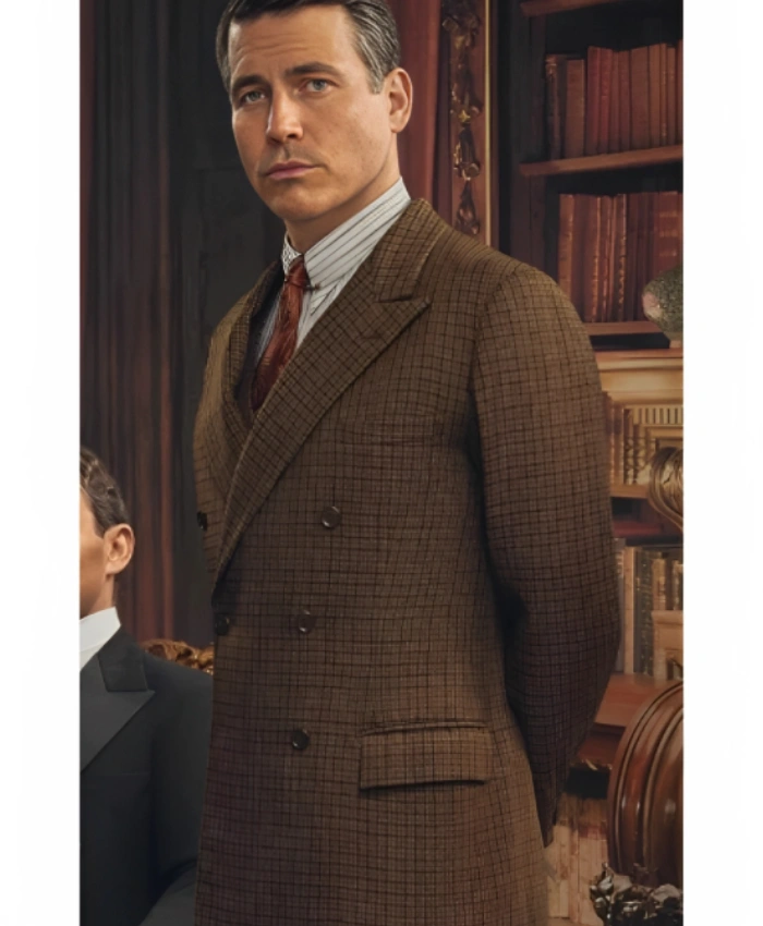 Shop Downton Abbey 2025 Thomas Barrow Brown Checkered Coat For Sale