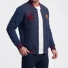 Shop FC Barcelona Full Snap Blue Bomber Jacket