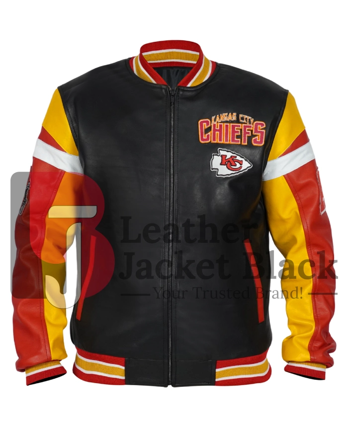 Shop Kansas City Chiefs Black Varsity Full Zip Leather Jacket