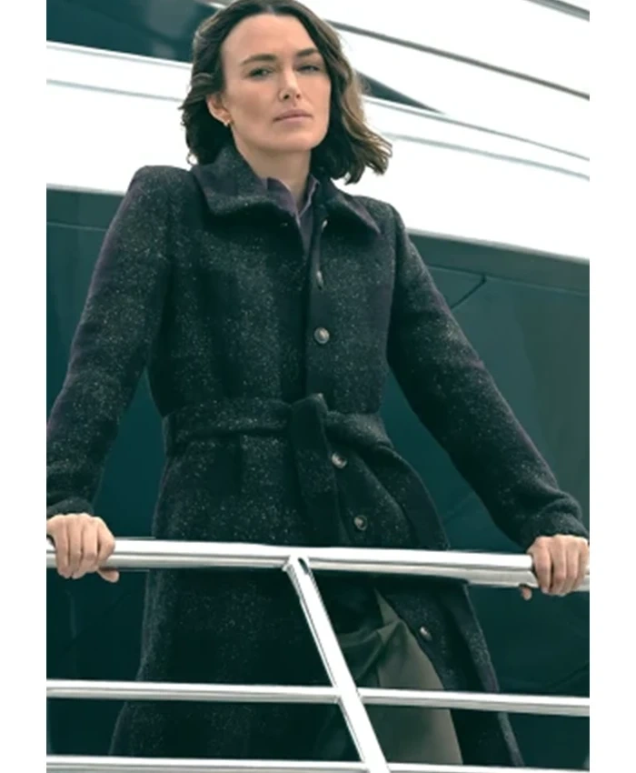 Shop Keira Knightley The Woman In Cabin 10 Black Coat