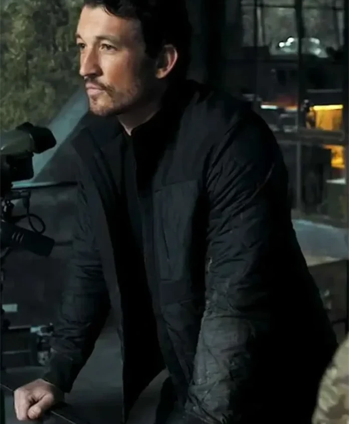 Shop Levi Movie The Gorge 2025 Miles Teller Black Quilted Jacket For Men And Women