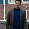Shop Mark Wahlberg Play Dirty 2025 Brown Leather Blazer