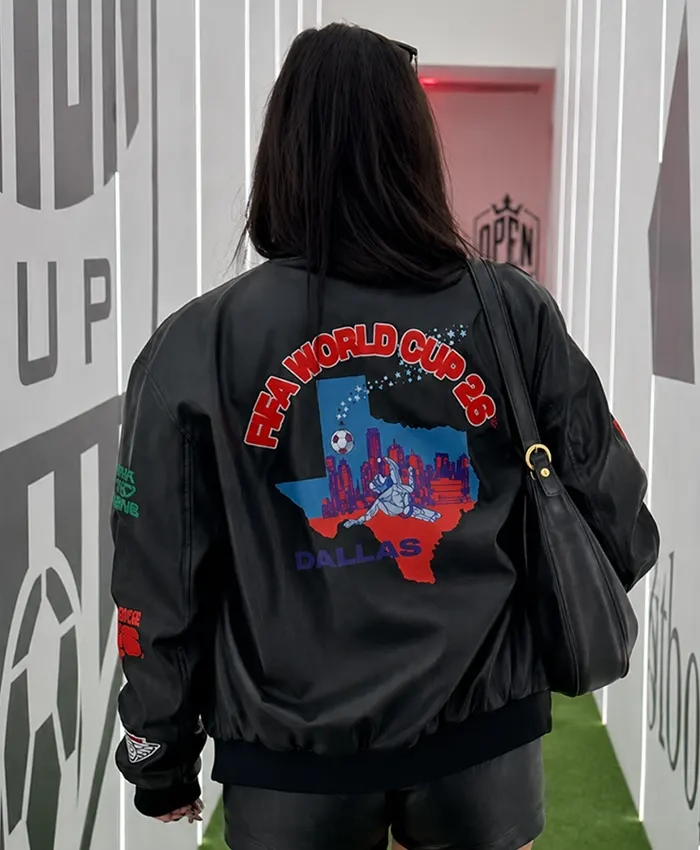 Shop Meg Stewart FIFA World Cup 2026 Jeff Hamilton Black Bomber Leather Jacket