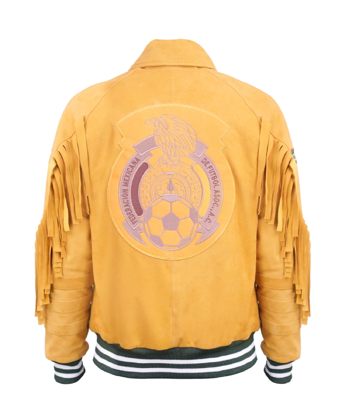 Shop Mexico FIFA World Cup 2026 Fringe Bomber Jacket In Mustard Color