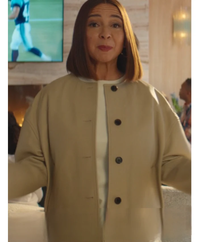 Shop Molly Novak TV Series Loot S03 Maya Rudolph CreamTan Leather Jacket
