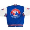Shop Montreal Expos Blue And White WoolLeather Varsity Jacket