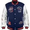 Shop New England Patriots Blue And White Varsity Jacket