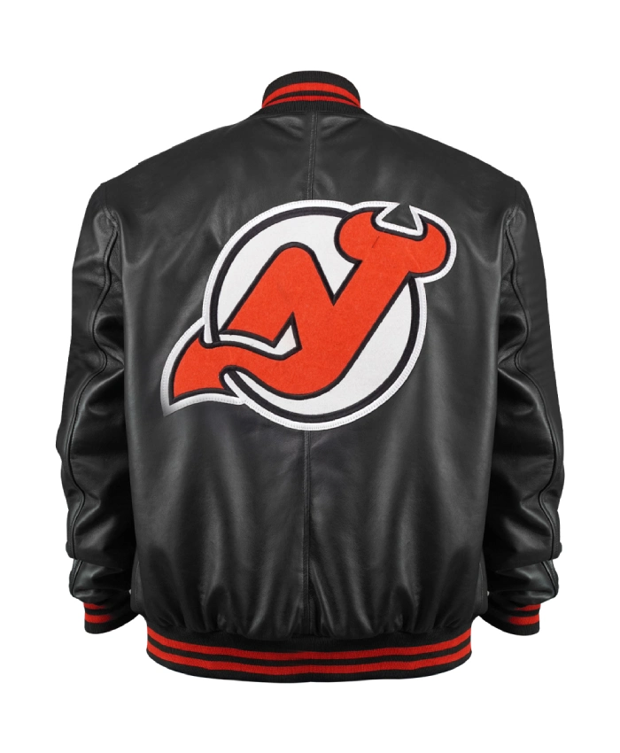 Alternative view of New Jersey Devils Varsity Bomber Leather Jacket