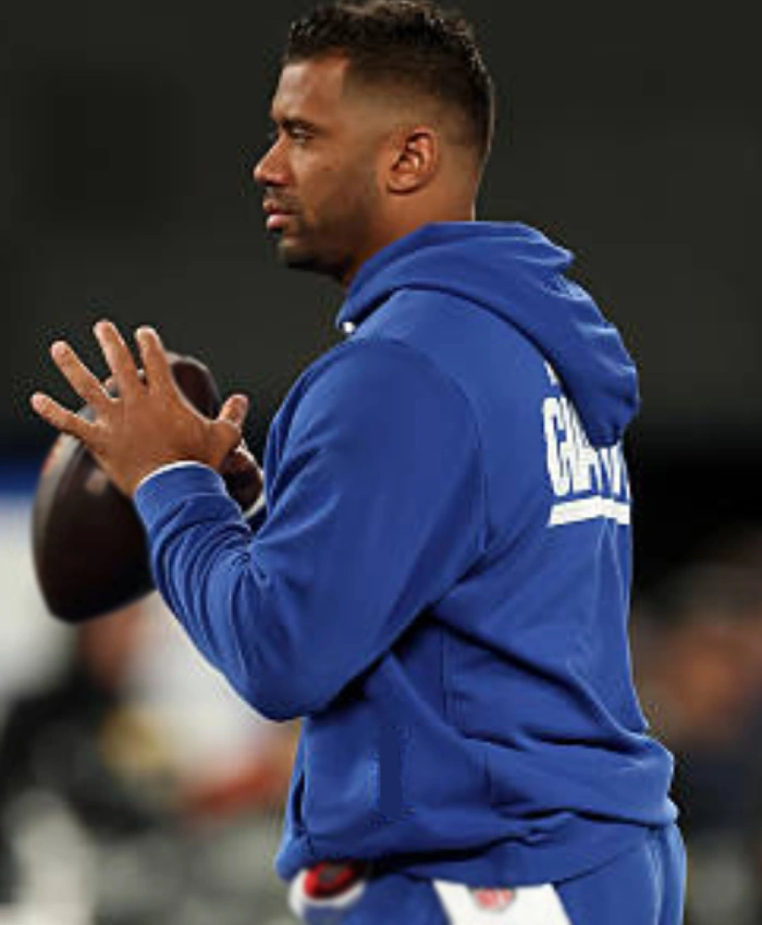 Shop New York Giants Russell Wilson Blue Hoodie