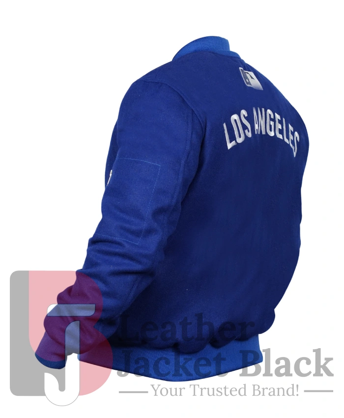 Shop Now Baseball Team Los Angeles Dodgers Blue Wool Bomber Jacket For Men And Women