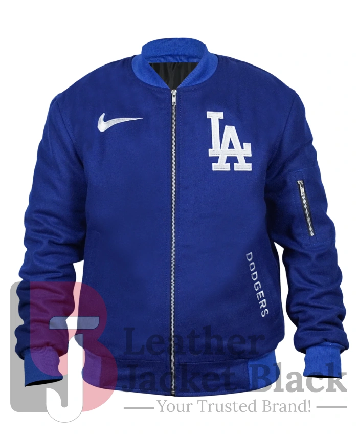 Shop Now Baseball Team Los Angeles Dodgers Dugout Blue Wool Bomber Jacket For Men Women