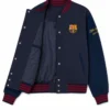 Shop Now FC Barcelona Full Snap Blue Bomber Jacket