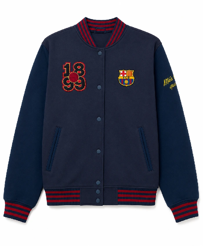 Shop Now FC Barcelona Full Snap Blue Jacket