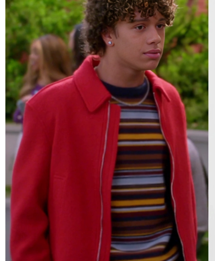 Shop Now TV Series Electric Bloom 2025 Nathaniel Buescher Red Wool Jacket