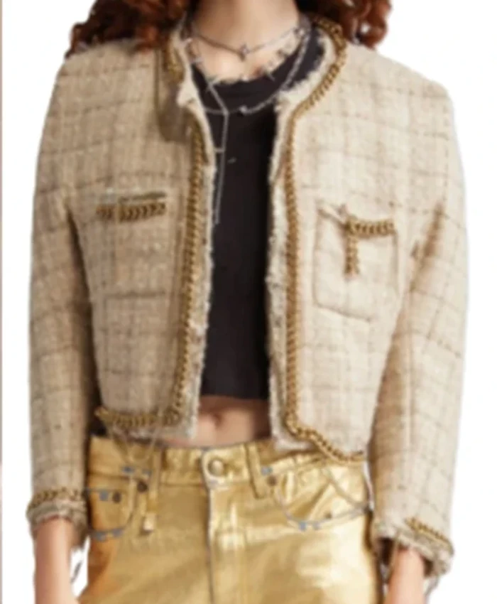 Shop Now TV Series The Traitors US Season 03 Dolores Catania Beige Tweed Jacket For Unisex